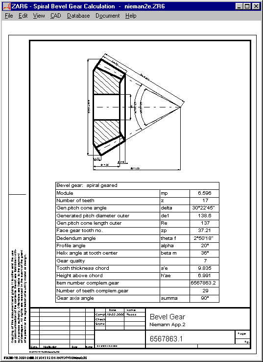 ZAR6 Bevel Gear Calculation